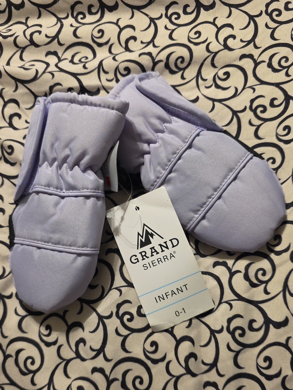 3M Infant 0-1 Lilac & Black Mittens Thinsulate Gloves